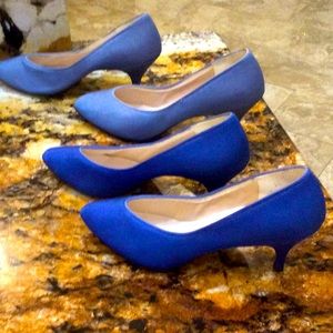 - - - Two pair of peacock blue dyed shoes